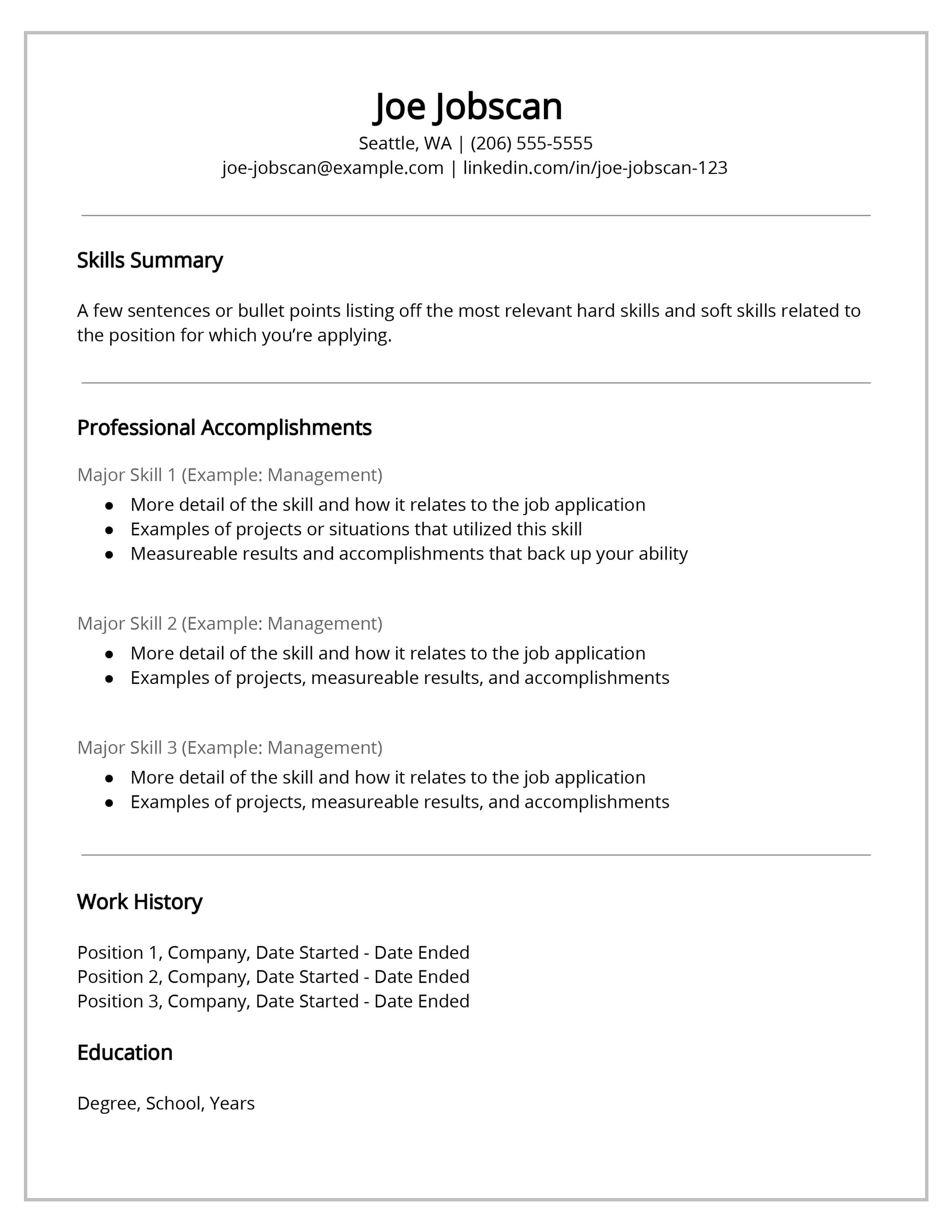 Functional Resume Fotolip