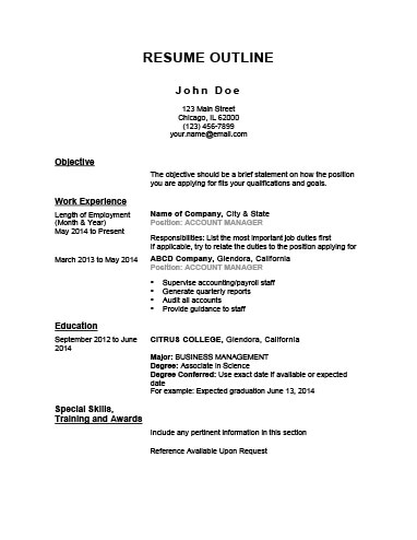 Resume Outline - hloom.com