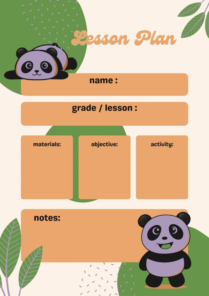 Kid Lesson Plan Template