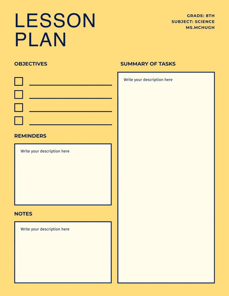 Simple and Clean Yellow Tone Lesson Plan