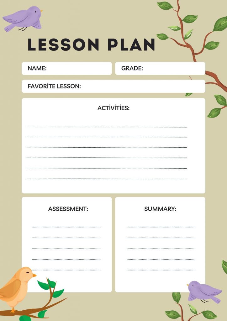 cute kid lesson plan template